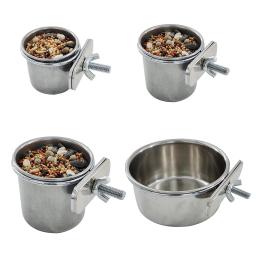 Aves pendurado gaiola tigela de aço inoxidável aves de estimação prato copo anti-volume de alimentação alimentador de alimentos bebendo para periquito lovebird - Image 1