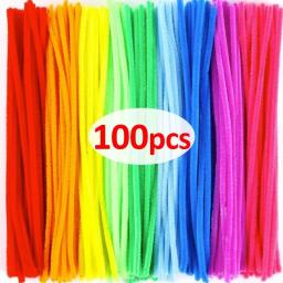 Hastes de chenille coloridas limpadores de cachimbo de pelúcia haste de enfeites com fio varas torção vara tira de cabelo diy artesanato brinquedos educativos atacado - Image 1