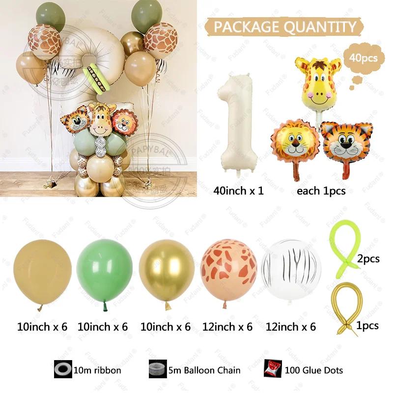 Balões animais safari para festa de aniversário, Balão Animal Selva para Menino e Menina, Baby Shower, 40pcs - Image 1