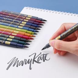 Canetas caligrafia letras mão, pincel marcadores set, marcador de tinta para iniciantes escrevendo, desenho de arte, journaling, 12 cores - Image 2