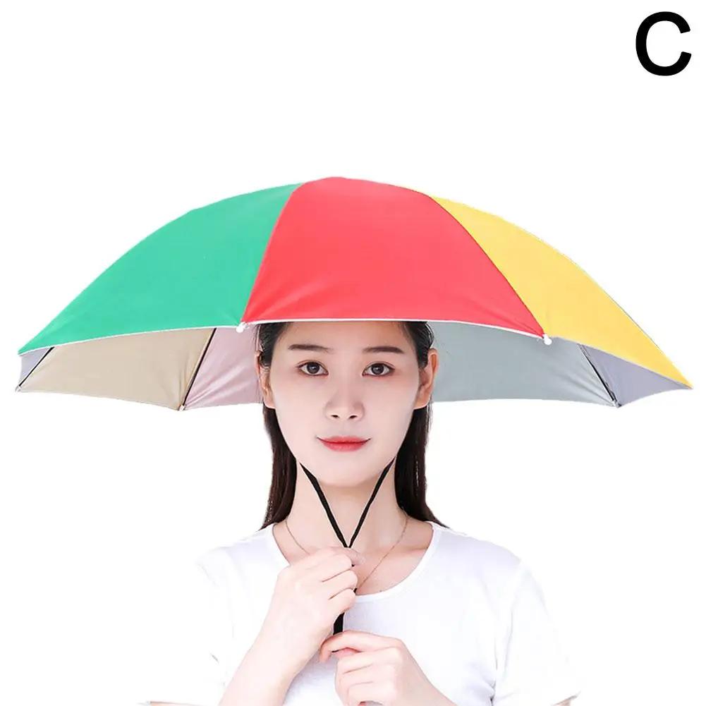 Guarda-chuva de pesca impermeável dobrável, proteção solar, resistente ao vento, espessado ajustável, ao ar livre grande peixe Headwear, 69cm - Image 1