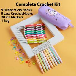 Agulhas de crochê ergonômicas, 18 tamanhos Crochet Kit, Agulhas de tricô portáteis, 0.8mm-6mm - Image 3