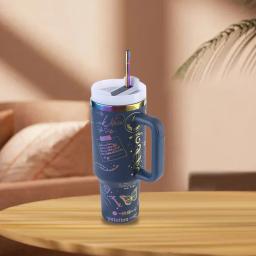Garrafa de água isolada de aço inoxidável, Copo térmico do carro do café com palha, Caneca do vácuo para a excursão exterior dos esportes, 40oz - Image 3