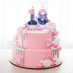 Velas de aniversário do tema sereia com lantejoulas, Velas rosa do aniversário roxo, Número 5 Velas, Topper do bolo, Velas de aniversário - Image 6