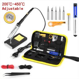 220V 60W Ferro De Solda Kit Temperatura Ajustável 15 em 1 Conjunto de Ferramentas Com Ferro De Solda EU Plug Azul AU Opcional - Image 1