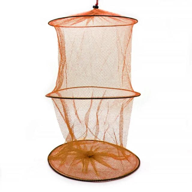 Rede de Pesca Dobrável Portátil com 2 Camadas para Peixes e Camarões - Tamanho 50x30cm