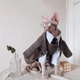 Roupa estilo britânico para casais, roupa de gato sem pêlos, camisa para gatos, Devon Rex, maré, nova, outono e inverno - Image 1