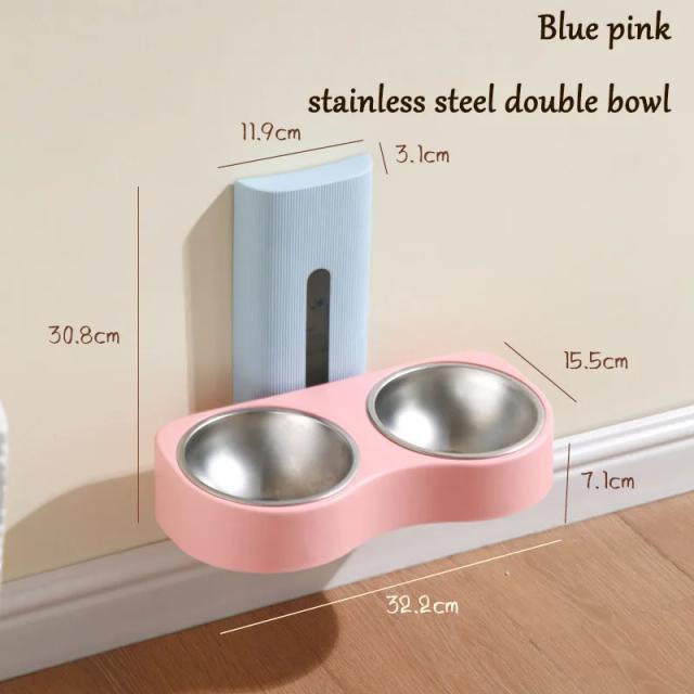 Tigela Dupla de Parede em Aço Inoxidável com Altura Ajustável para Gatos e Cães - Dispensador de Água e Alimentador Prático