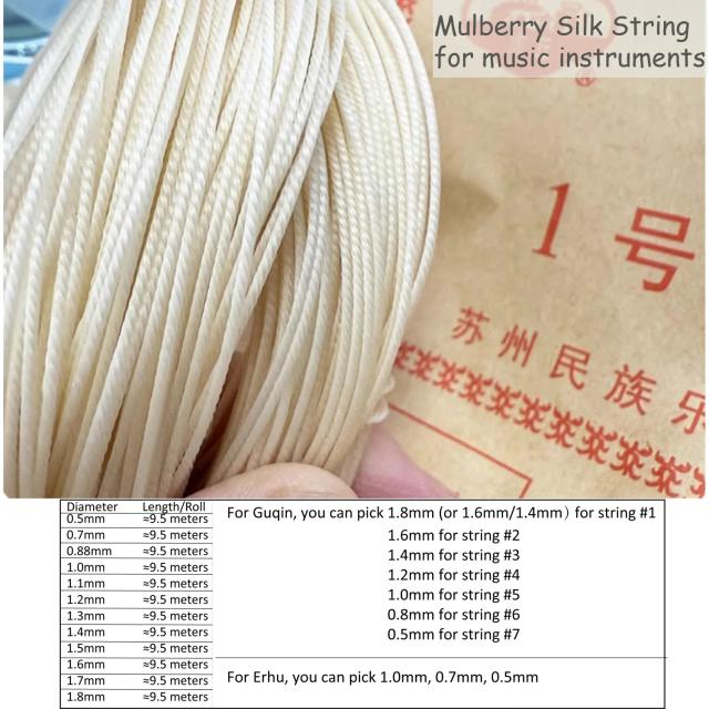 Cordas de Seda de Amoreira Natural Profissional para Erhu, Violino, Zheng, Cítara, Koto, Guqin