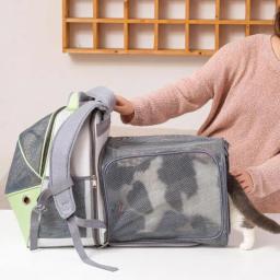Animais de estimação expansível mochila de malha pet carrier pet mochila para pequenos gatos e cães dobrável portador do cão mochila com aberturas de segurança - Image 2