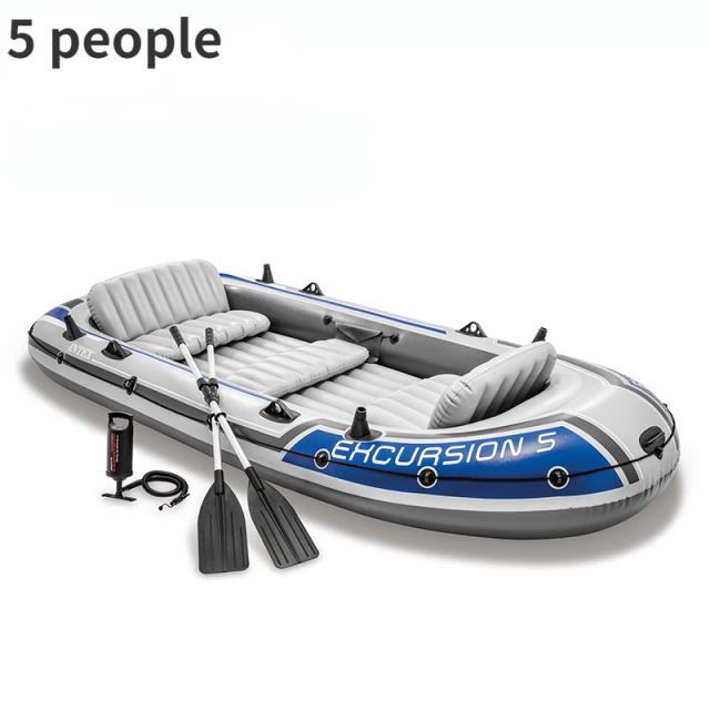 Barco Inflável para 4-5 Pessoas com Remo e Bomba de Ar - Ideal para Aventuras em Caiaque, Piscinas e Acampamentos de Pesca