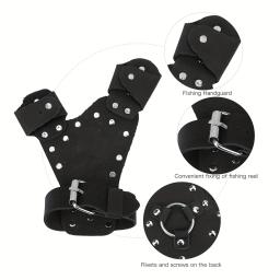 Luvas de proteção para esportes ao ar livre: estilingue/tiro com arco/dardos/rebites de pesca, luvas de couro, mangas de pulso fixas pretas - Image 4