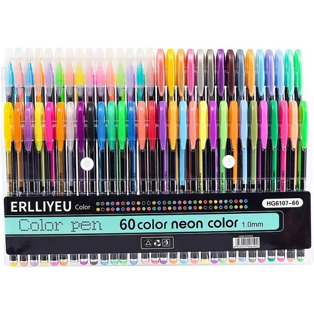 Canetas Gel Coloridas para Adultos - 60 Cores Únicas para Colorir, Rabiscar e Desenhar