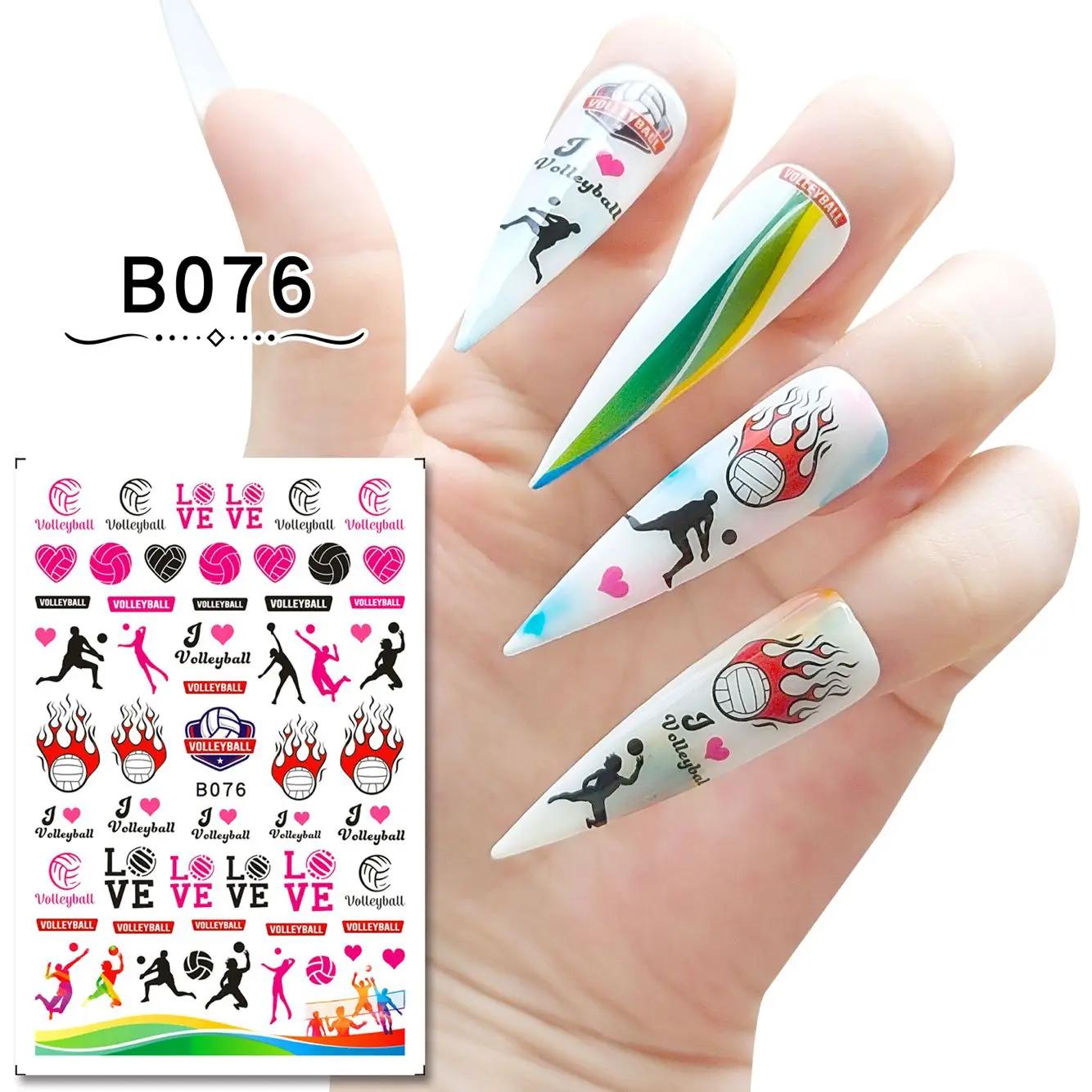 1 pçs estilo esportivo decoração da arte do prego adesivos rugby basquete futebol gamedecalques slider envolve manicure decoração fornecimento - Image 1