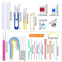 IMZAY Colorido Kit De Agulhas De Tricô Punho De Borracha Com Clipes De Costura Agulhas De Plástico Staniless Aço Tesoura Crochet Ganchos Set - Image 3