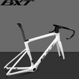 Quadro de bicicleta de estrada de carbono ultraleve BXT, conjunto de quadros de estrada de freio a disco de montagem plana de 140 mm, BB T47, pneu 700Cx32C, novo - Image 6