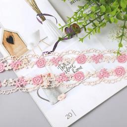 Laço bordado oco para decoração de casamento, artesanato DIY, acessórios de tecido, bege rosa, atacado, 2 metros - Image 4