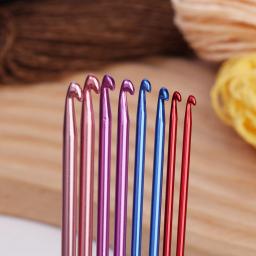 Alumínio Knitting Agulhas com Metal Handle, colorido Crochet Gancho, única cabeça, Yarn Crafts, DIY Vestuário, 8pcs - Image 5