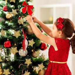 Glitter Star Ornamentos para Árvore de Natal, Pingente Pendurado, Decorações de Casa, Festa de Ano Novo, DIY, 6 peças por conjunto, 2025 - Image 3