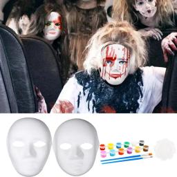 Unpainted Full Face Blank Masquerade para homens e mulheres, traje de papel maché, máscara de festa, acessórios básicos, 10pcs por conjunto - Image 1