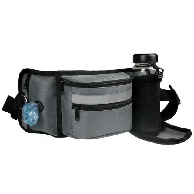 Saco portátil para cães com suporte oculto para garrafa de água e dispensador de sacos para fezes