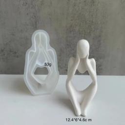 Molde De Silicone Para Ornamentos De Gesso Humano Artístico Corpo Humano Pensando e Pensando Resina Soltando O Molde Aromaterapia Fazendo o molde - Image 3