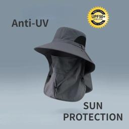 Chapéus de sol de verão proteção uv ao ar livre caça boné de pesca para homens mulheres caminhadas acampamento viseira balde chapéu pescoço aba chapéu de pescador - Image 5