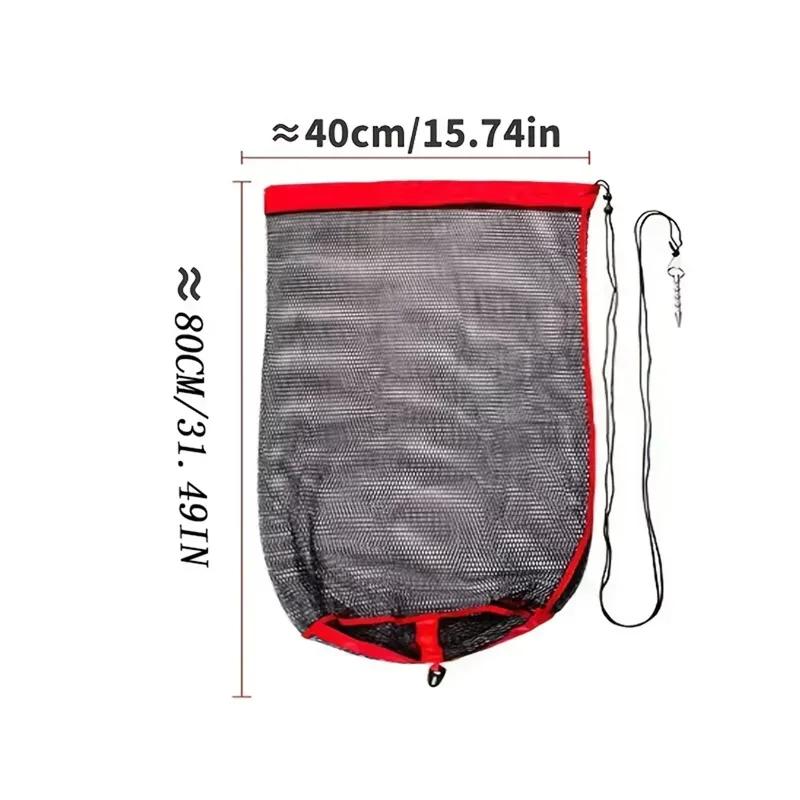Saco de malha de pesca dobrável espessamento rede de peixes vivos com boca de pacote para rede de pesca/medusa/camarão/fusão/alhas armadilhas de pesca - Image 1