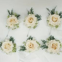 Champagne pulso Corsage e Boutonniere Set, Rose Flores do casamento Acessórios, adequado para a noiva, dama de honra, homem, noivo, 1 pc, 6pcs - Image 4
