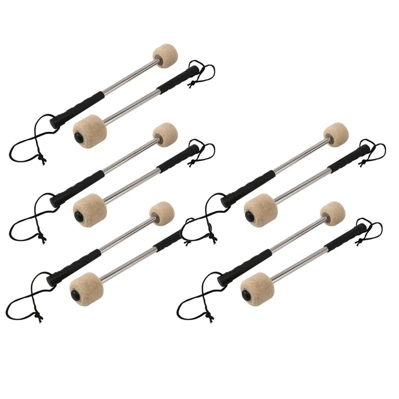 Sentiu cabeça percussão maletes, bumbo mallet, tímpanos varas com punho de aço inoxidável, branco, 6pcs - Image 1