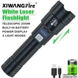 Refletor LED de Longo Alcance com Bateria Embutida, Lanterna 100000 Lumen, Lanterna de Acampamento Portátil, Impermeável, Carregamento USB, Super Brilhante - Image 1