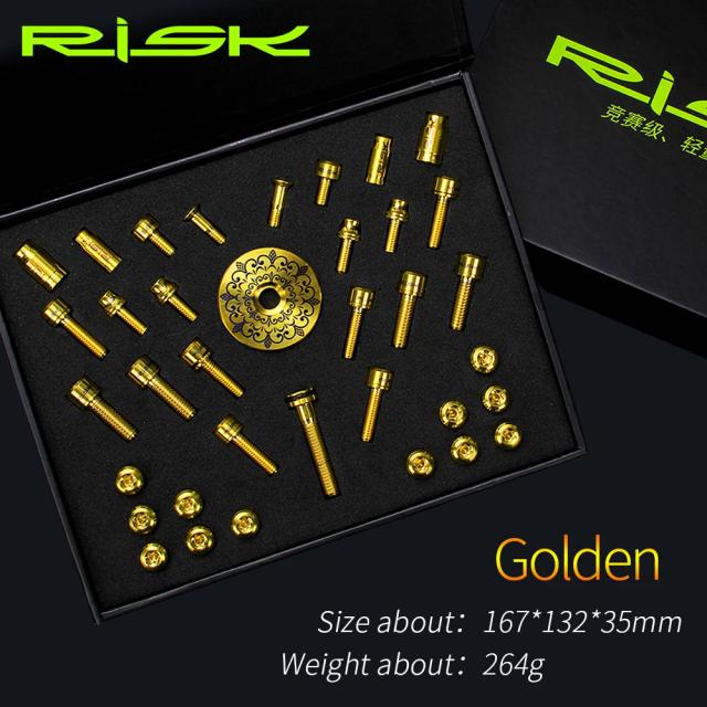 Conjunto Completo de Acessórios RISK para MTB: Parafuso, Válvulas, Punho Vertical, Freio a Disco, Assento e Suporte para Garrafa de Água
