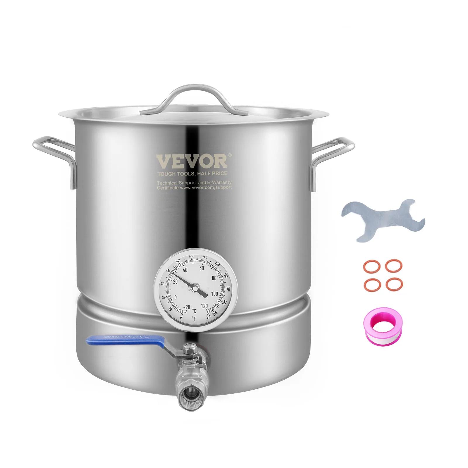 VEVOR-chaleira de aço inoxidável com tampa, Tri-Ply Bottom, Brewing Pot, Home Brewing, Cerveja Brew, Brewing Supplies, 5 GALLON - Image 2