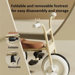 Carrinho de bicicleta pedal dobrável para crianças, carrinho com corrimão removível, leve e portátil, brinquedo para menino e menina, 2 em 1 - Image 3