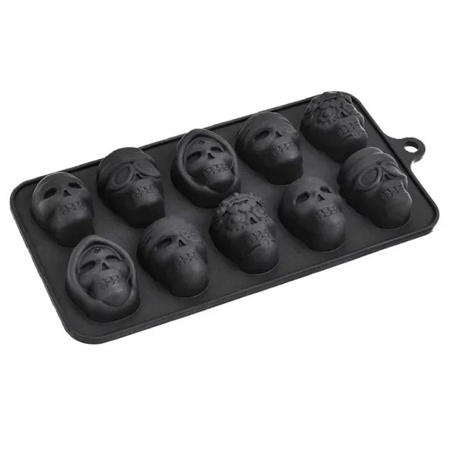 Molde de Gelo Caveira 10 Grades Silicone Reutilizável