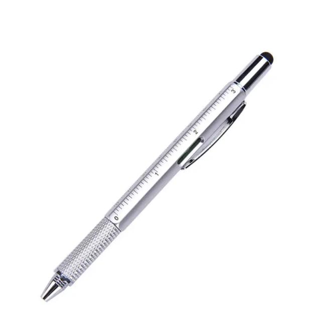 Caneta Esferográfica 7 em 1: Ferramenta Multifunções com Régua, Chave de Fenda e Stylus para Tela Touch e Nível de Bolha