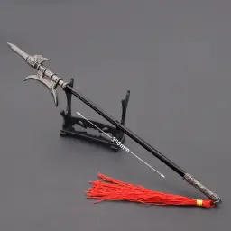 Três reinos filme e televisão em torno antiga arma fria modelo 22cm, 30cm lu bu única lua halberd liga arma brinquedo - Image 2