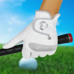 1 pçs masculino mão esquerda luva de golfe mão direita micro fibra macia respirável luvas de golfe dos homens cor branca - Image 1