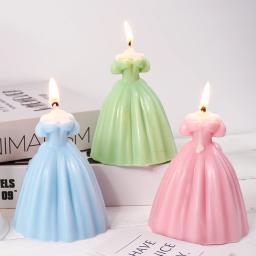 Molde de vela de silicone para vestido de casamento Presentes artesanais DIY Resina de gesso Moldes de cozimento de chocolate Suprimentos de decoração, vestido novo 3D - Image 4
