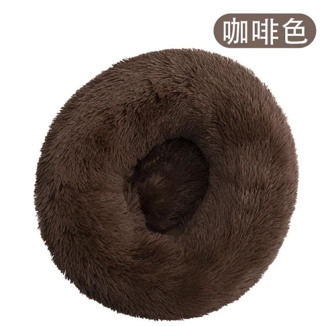 Cama Redonda de Pelúcia para Cães e Gatos - Almofada Confortável para Inverno e Suprimentos para Canil em Atacado