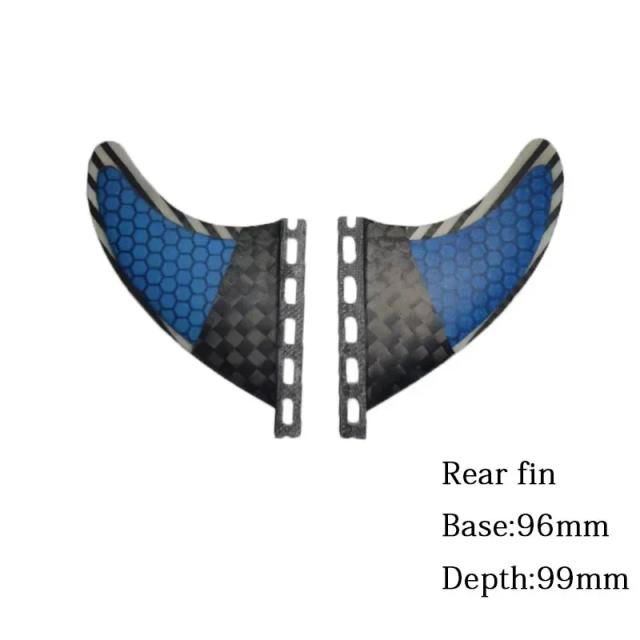 Conjunto de Fins em Fibra de Vidro para Wakeboard e Skimboard - BiLong Futures, Carbono, XS Traseiro, 2 Peças