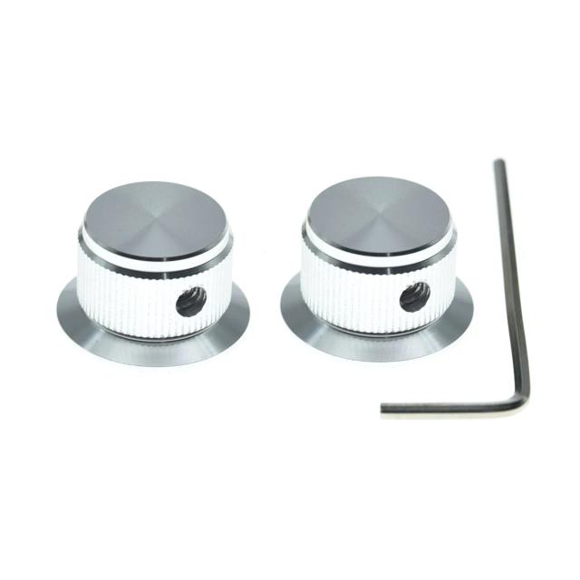 Botões Kaish-Metal para Potenciômetro Universal Top Hat - Controle de Volume e Tom para Guitarras e Amplificadores - Pacote com 2 Peças de 1/4" (6,35mm)