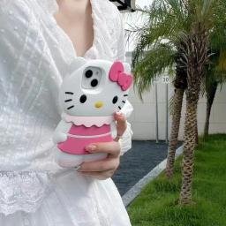 Capa de silicone macia para iPhone, desenhos animados 3D, Hello Kitty, iPhone 15, iPhone 14, iPhone 13, iPhone 12, iPhone 11 Pro Max - Image 6