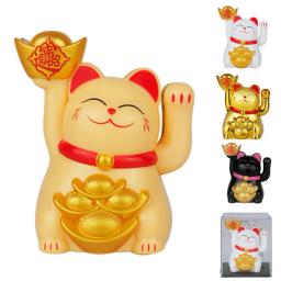 Solar automático acenando Lucky Cat Ornamento, Caixa do carro, Loja Feng Shui, Casa e Desktop Decor, 2 em, 1PC - Image 2