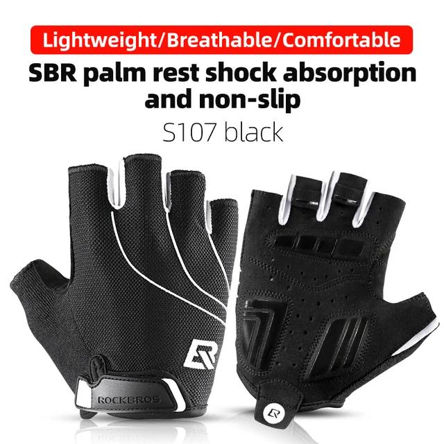 Luvas de Ciclismo Metade do Dedo ROCKBROS para Homens - Respiráveis, À Prova de Choque, Ideais para MTB e Atividades ao Ar Livre