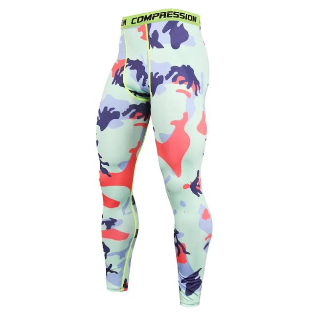 Calças Justas de Camuflagem para Homens - Leggings Fitness de Compressão e Secagem Rápida para Treinamento na Academia
