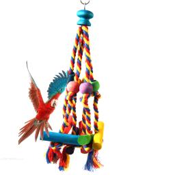 Pássaro colorido Poleiros Brinquedos, mastigar algodão corda, brinquedo papagaio, resistente à mordida, pássaro rasgando, calopsitas formação, 1pc - Image 3