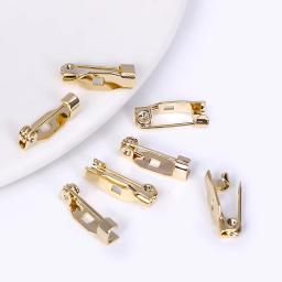 14K Banhado A Ouro Broche De Segurança para Fazer Jóias, Metal De Latão, One-Piece Pin Estreito, Back Lock Broche, Pin Base, Badge Holder - Image 3