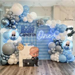 Kit Garland de Látex Balões para Crianças, Decoração de Festa de Aniversário, Baby Shower, Tema Chefe, Branco e Azul, 1 Conjunto - Image 3