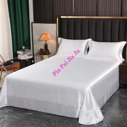 Lençol de cama liso acetinado, lençóis simples Queen King, 2 fronhas, 1,8 m, 2,0 m, S, Luxo, Novo - Image 6